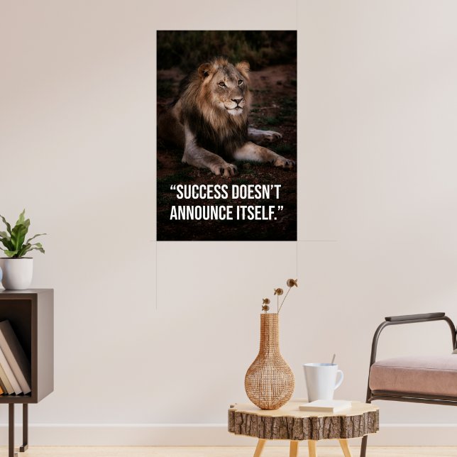 Silent Success Lion Quote Poster -Poster Design (Vardagsrum 3)