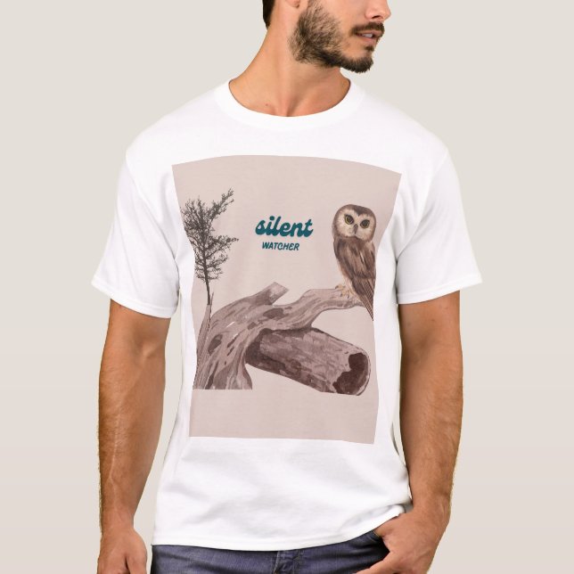 Silent Watcher – Aesthetic Owl Nature Illustration T Shirt (Framsida)