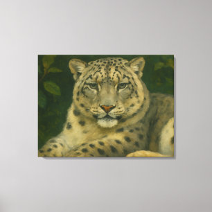 Silent Watcher - Snö Leopard i Forest Light Canvastryck