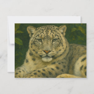 Silent Watcher - Snö Leopard i Forest Light Vykort