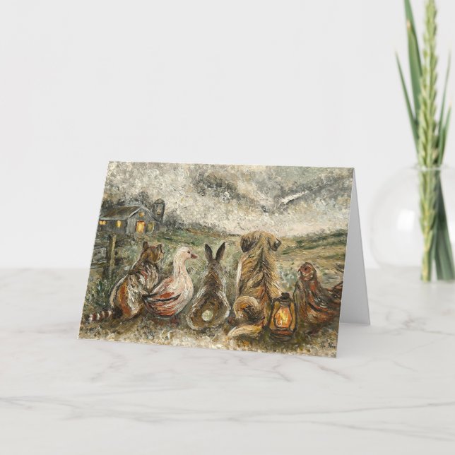 Silent Watching Whimsical Farmhouse Animals  Kort (Framsida)