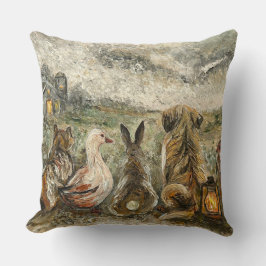 Silent Watching Whimsical Farmhouse Animals Kudde