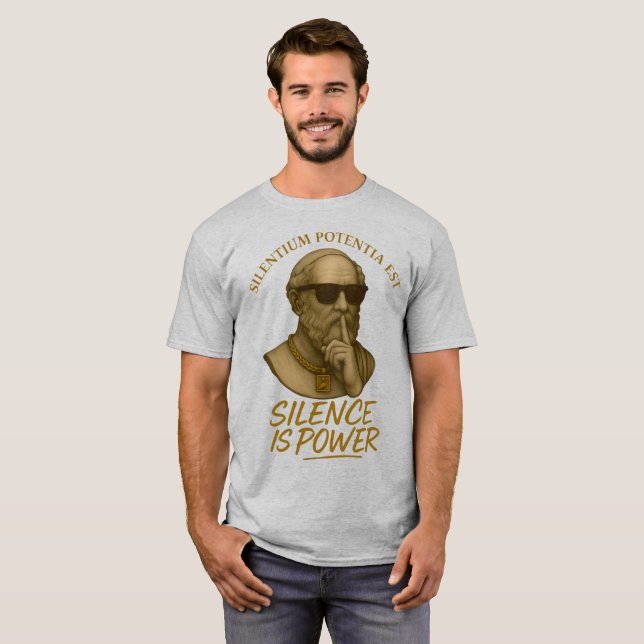 Silentium Potentia Est – The Power of Quiet Streng T Shirt (Hel framsida)