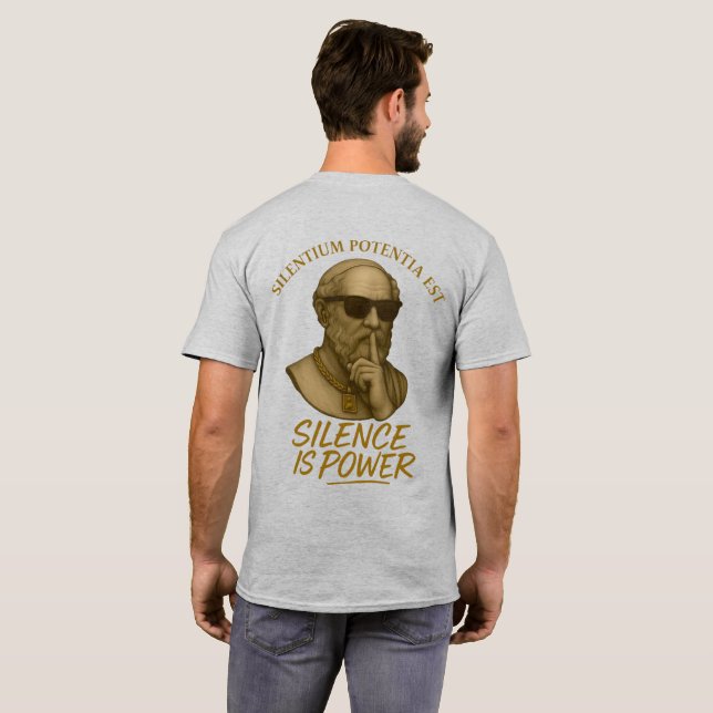 Silentium Potentia Est – Tystnadens Kraft T Shirt (Hel baksida)