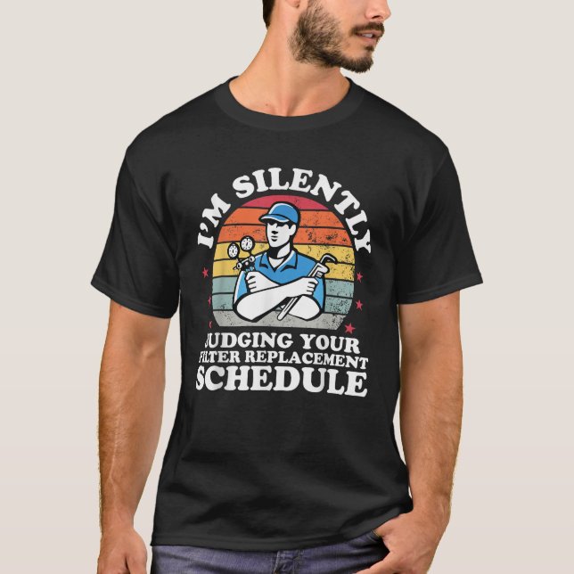 Silently Judging Your Funny HVAC Technician Father T Shirt (Framsida)