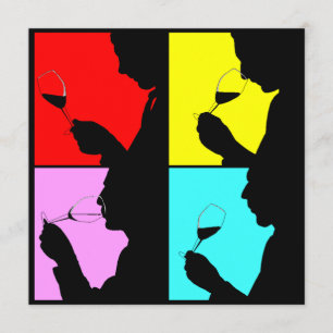 Silhouette 4 för PopArt vinavsmakning kliver Inbjudningar