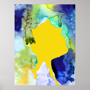 Silhouette-abstrakt, vattenfärg poster