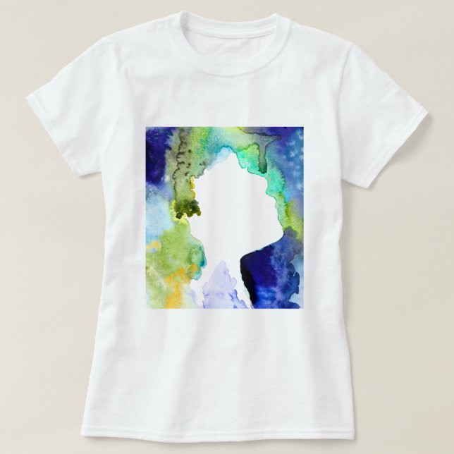 Silhouette-abstrakt, vattenfärg t shirt (Design framsida)