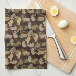 Silhouette Animal Camouflage Brown Kökshandduk