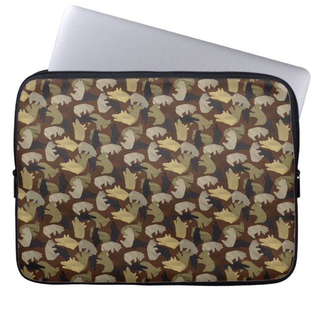 Silhouette Animal Camouflage Brown Laptop Sleeve (Framsidan)