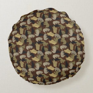 Silhouette Animal Camouflage Brown Rund Kudde