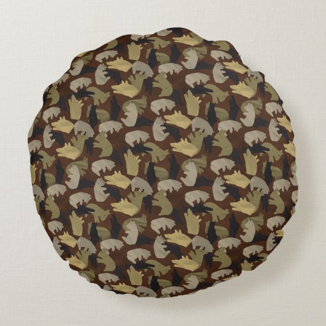 Silhouette Animal Camouflage Brown Rund Kudde (Baksidan)