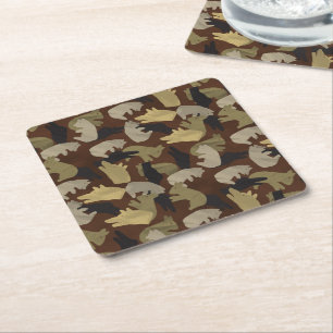 Silhouette Animal Camouflage Brown Underlägg Papper Kvadrat