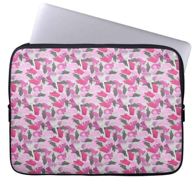 Silhouette Animal Camouflage Rosa Laptop Sleeve (Framsidan)