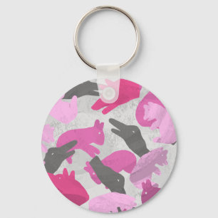 Silhouette Animal Camouflage Rosa Nyckelring