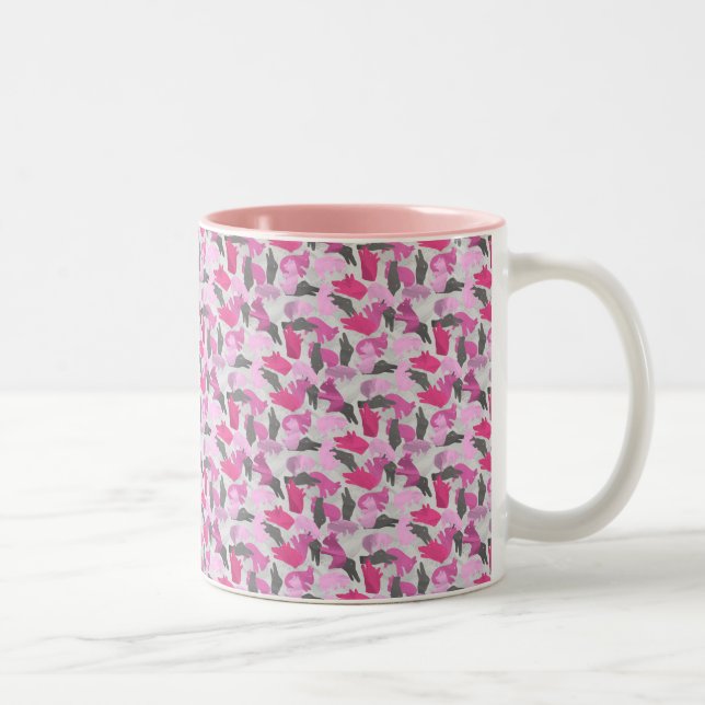 Silhouette Animal Camouflage Rosa Två-Tonad Mugg (Höger)