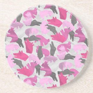 Silhouette Animal Camouflage Rosa Underlägg Sandsten