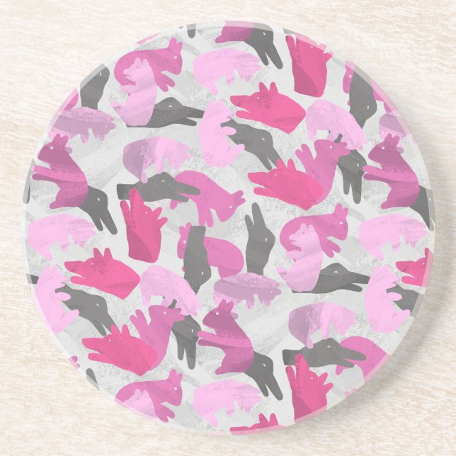 Silhouette Animal Camouflage Rosa Underlägg Sandsten (Framsidan)