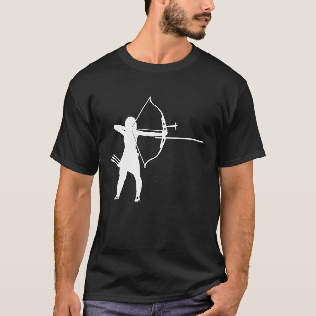 Silhouette Archery Archer Fläkt Player Bow and Arr T Shirt (Framsida)