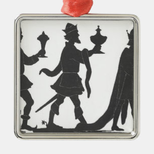 Silhouette av de tre kungarna julgransprydnad metall