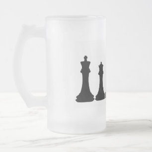 Silhouette av den delara chessmanen för schack frostat ölglas