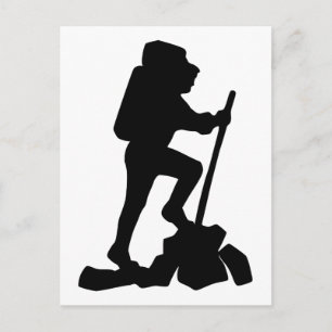 Silhouette av en fotvandrare som fotvandrar upp vykort