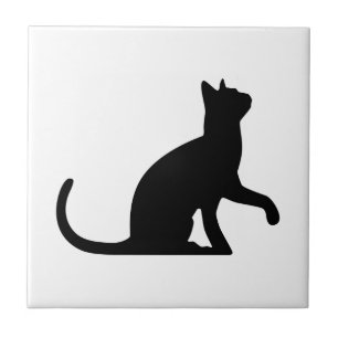 Silhouette av en katt som Entreating Kakelplatta