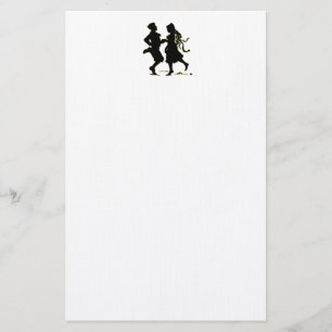 Silhouette av en koppla ihop som dansar en pimpel brevpapper