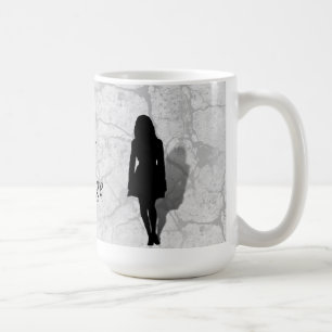 Silhouette av en kvinna kaffemugg