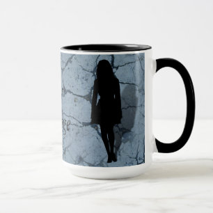 Silhouette av en kvinna mugg