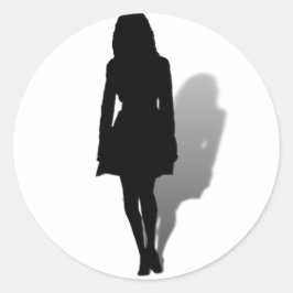 Silhouette av en kvinna runt klistermärke