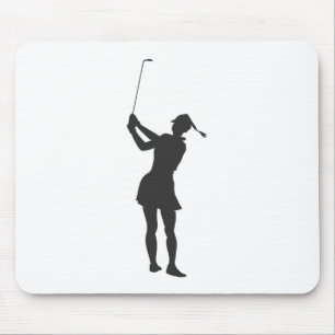 Silhouette av en kvinna som spelar golf musmatta