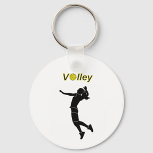 Silhouette av en kvinna som spelar volleyball nyckelring