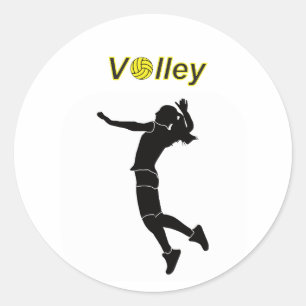 Silhouette av en kvinna som spelar volleyball runt klistermärke