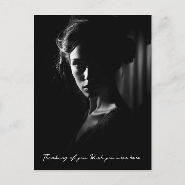 Silhouette av en kvinnas bild i ansikte vykort (Framsida)