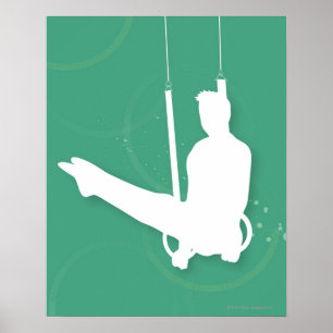 Silhouette av en man som utför gymnastik poster