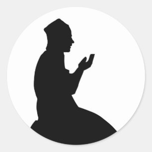 Silhouette av en muslimsk böneman runt klistermärke