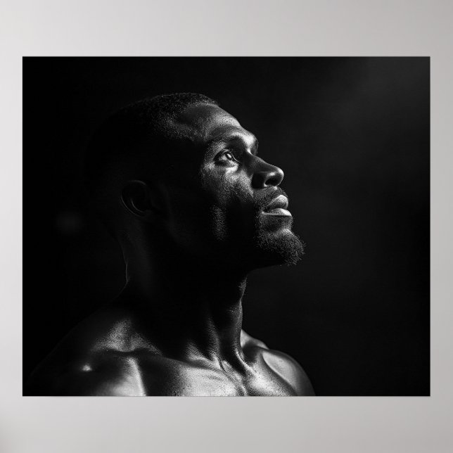 Silhouette av en svart mans B&W-foto ansikte Poster (Framsidan)