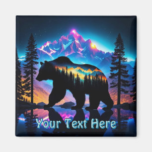 Silhouette av ett björnlandskap magnet