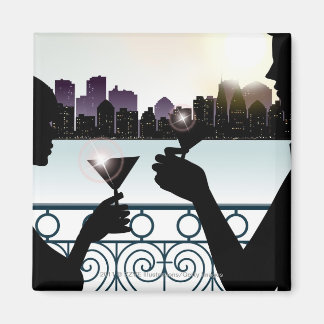Silhouette av ett par rostningsmartinisglasögon magnet