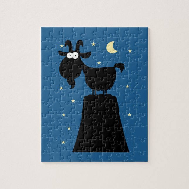 Silhouette av Goat på berget Pussel (Vertikal)