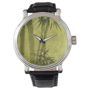 Silhouette av grenar av en bambu på papper armbandsur
