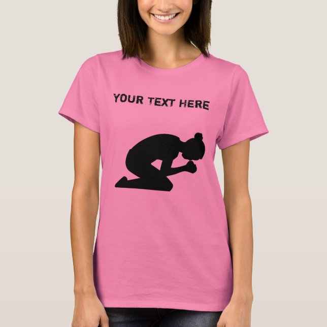 Silhouette av kvinnan på henne be för knä tröja (Framsida)