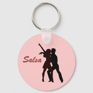 Silhouette av salsadansare nyckelring