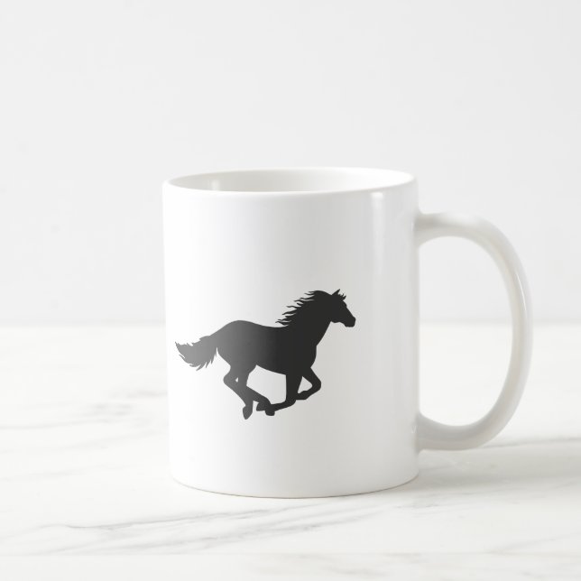 Silhouette av svart löphäst kaffemugg (Höger)