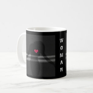 Silhouette av Woman, Flower HEarth & Kärlek Kaffemugg