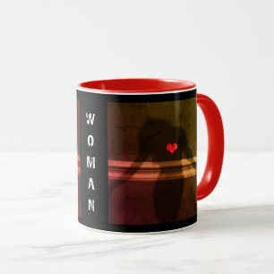 Silhouette av Woman, Flower HEarth & Kärlek Mugg