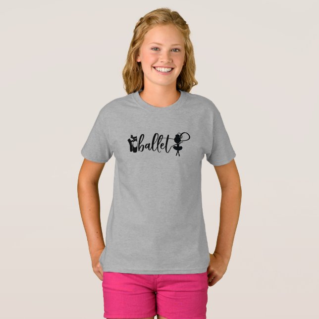 Silhouette Ballet Dancer Tofflor T Shirt (Hel framsida)