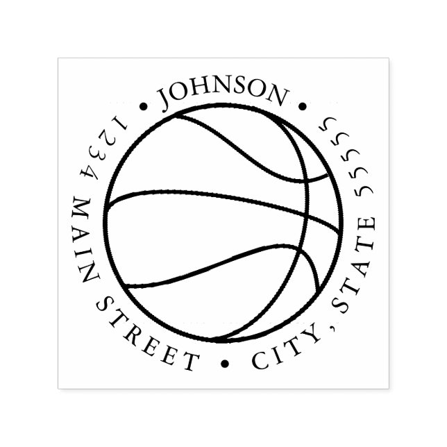 Silhouette Basketball Return-etikett Självfärgande Stämpel (Design)