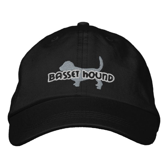 Silhouette Basset Hound Embroized Hat Broderad Keps (Framsida)